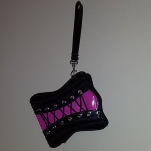 Mini Pink and Black Corset novelty wristlet